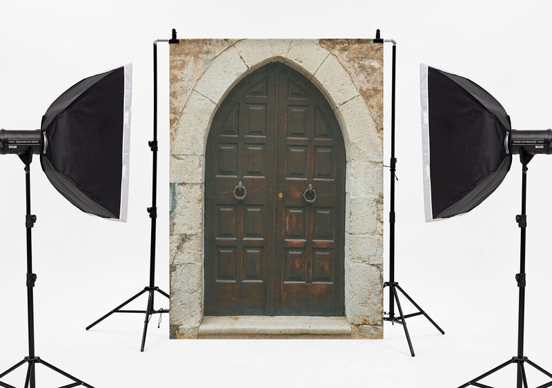 Kate 5x7ft Church Door Photography Backdrop Stone Wall Background Arch Door Photo Background - Image 3